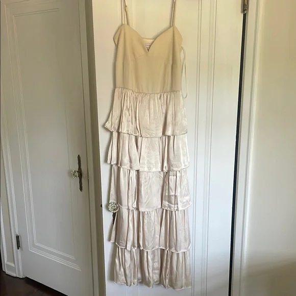 Anthropologie | Dresses | Anthropologie Creambeige Ruffled Tiered Midi Dress  | Poshmark